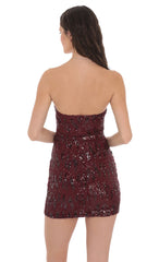Two-Toned Sequin Bodycon Dress in Burgundy