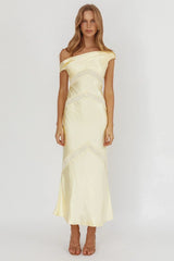 Revelation Off-Shoulder Lace Trim Maxi Dress Butter