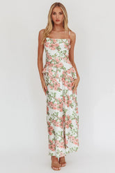 Jerica Ruffle Waist Maxi Dress Floral Blush
