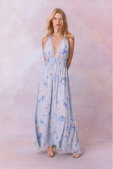 Love Heirloom Print Halter Maxi Dress