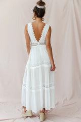 Faith Embroidered Details Maxi Dress Ivory