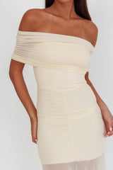 Clarita Sheer Ruched Maxi Dress Cream