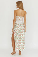 Jerica Wrap Front Maxi Skirt Floral Blush