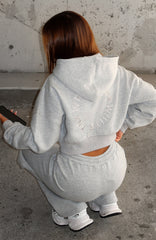 Stay Lifted Cropped Hoodie Dark Grey Marle