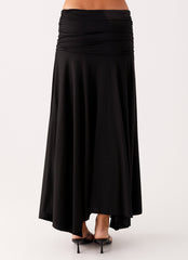Liana Ruched Maxi Skirt - Black