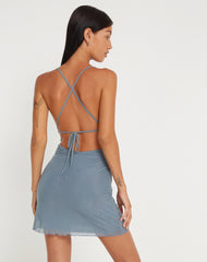 Parita Mini Dress in Goblin Blue