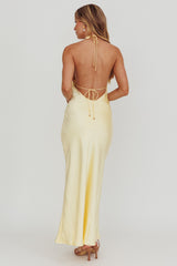 Sweetest Sundays Halterneck Open Back Dress Butter