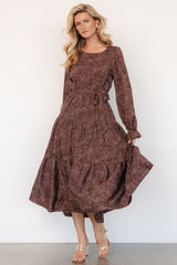 Ashlyn Long Sleeve Dress | Brown Print