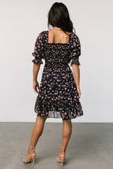 Azlyn Smocked Short Dress | Navy + Pink Floral