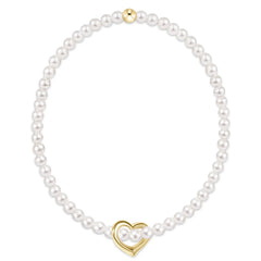 egirl Classic Pearl 3mm Bracelet - Love Gold Charm