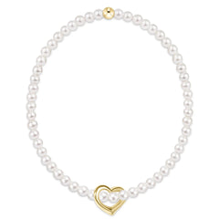 Classic Pearl 3mm Bracelet - Love Gold Charm