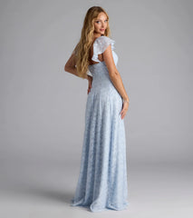 Vittoria Flutter Sleeve A-Line Chiffon Formal Dress