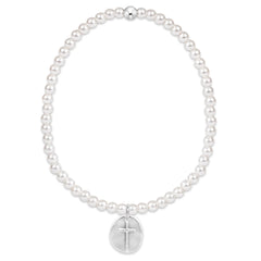 Classic Pearl 3mm Bracelet - Inspire Small Sterling Disc