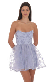 Floral Corset A-line Dress in Lavender