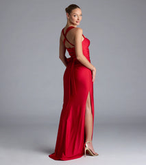Whitney Lace-Up Slit Formal Dress