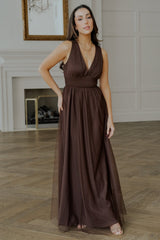 Kamila Tulle Maxi Dress | Espresso