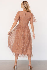 Kendra Embroidered Dress | Nude Rose