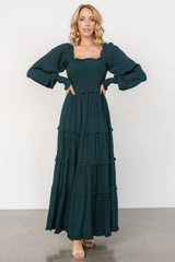 Lana Smocked Maxi Dress | Dark Green