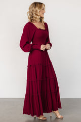 Lana Smocked Maxi Dress | Merlot