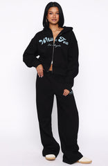 Through Thick And Thin Wide Leg Sweatpants Black