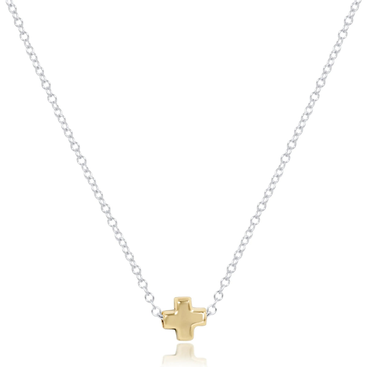 16" Necklace Mixed Metal - Signature Cross Small Gold