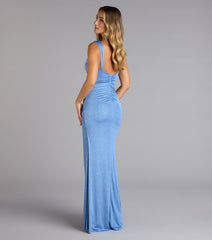 Karly Glitter Slit Mermaid Formal Dress
