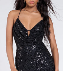 Kailey Lace-Up Mermaid Sequin Beaded Formal Dress