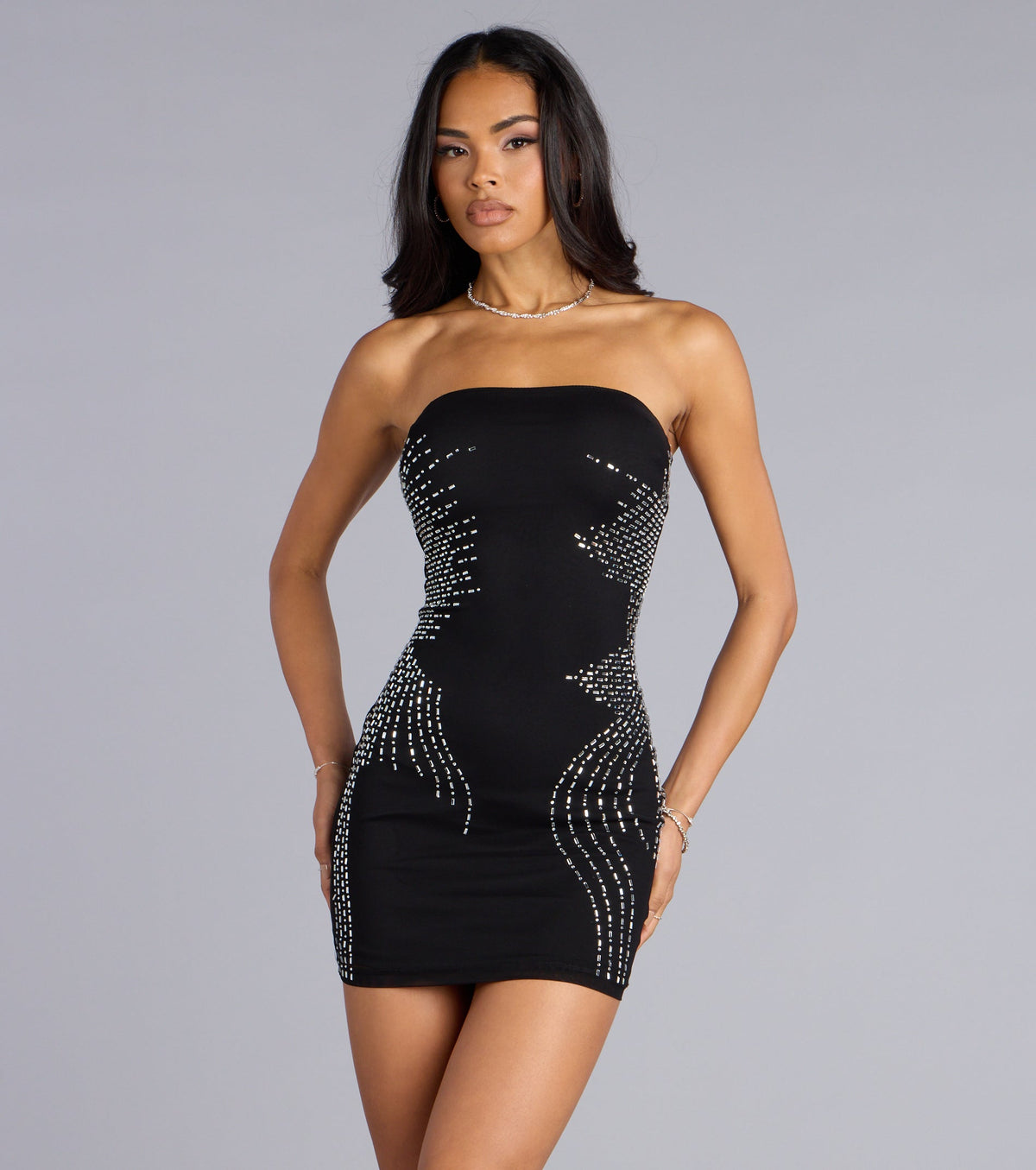 Shine Curve Tube Mini Dress