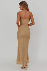 Fortune Bust Tie Maxi Dress Gold
