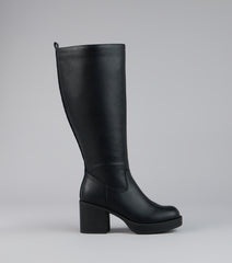 Steppin Up Block Heel Knee High Boots