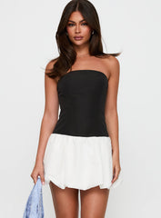 Delicacies Bubble Hem Mini Dress Black / White