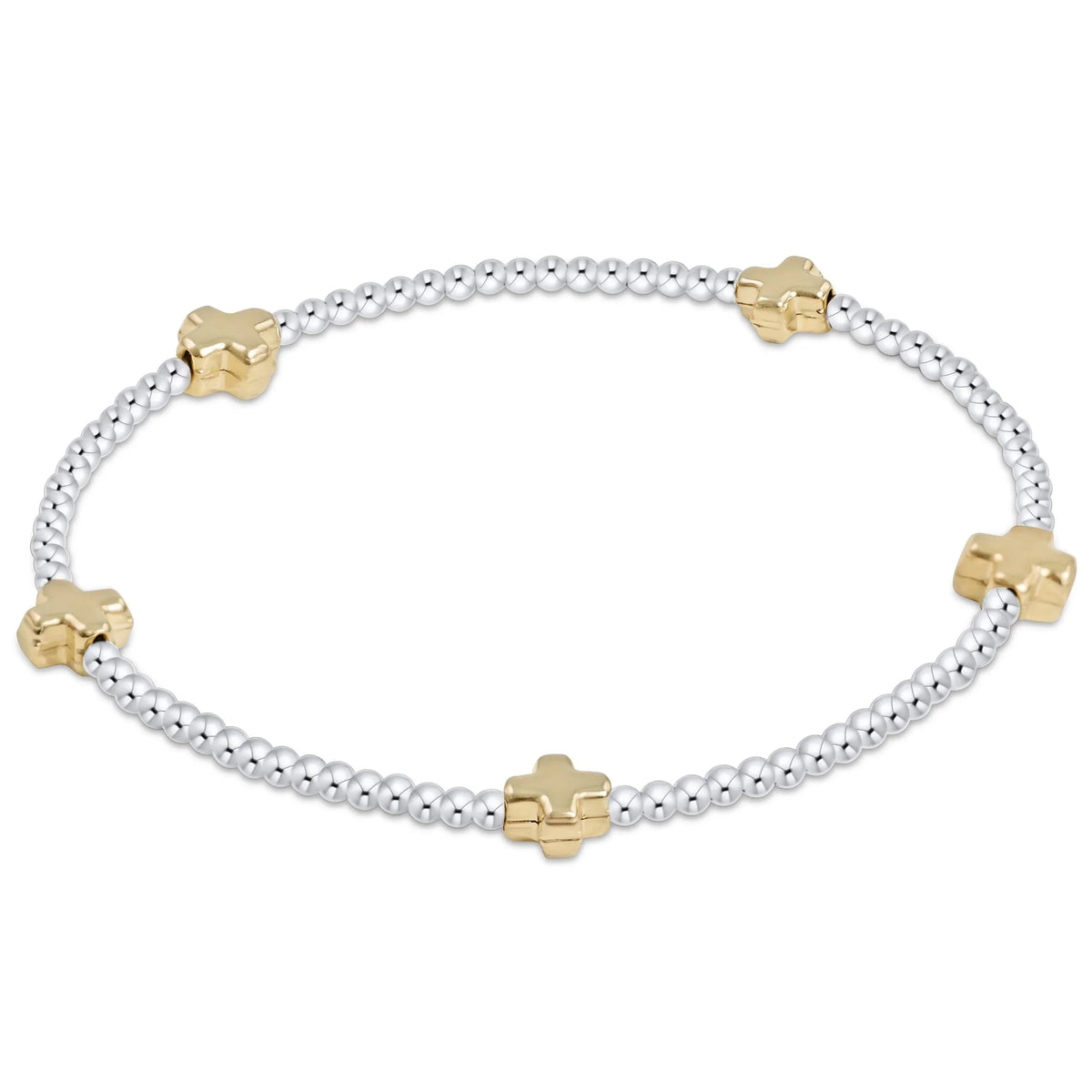 Signature Cross Small 2mm Mixed Metal Bracelet - Gold