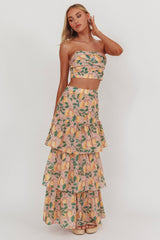 Ezmeralda Tiered Ruffle Maxi Skirt Lemon