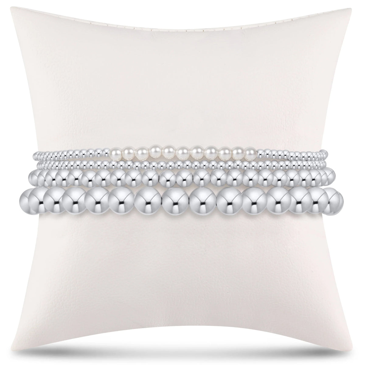 everyday sterling stack of 4 - pearl