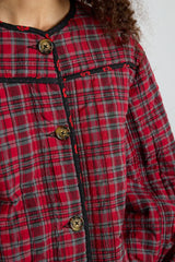 macy quilted jacket - red check