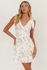 Matina Tied Shoulder Mini Dress Floral
