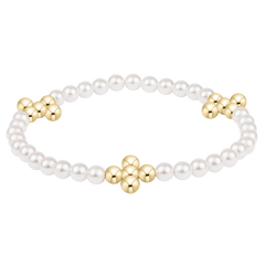 Beaded 4mm Gold Signature Cross 4mm Pearl Bracelet