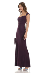 Strappy Cowl Neck Maxi Dress in Purple