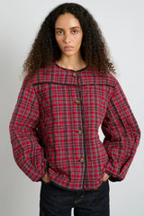 macy quilted jacket - red check