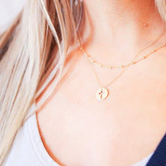 16" necklace gold - blessed gold disc