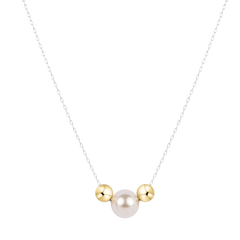 16" Necklace Mixed Metal - Purpose Gold Pearl