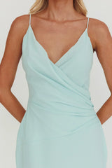 Lexxi Crossover Gathered Waist Maxi Dress Tiffany Blue
