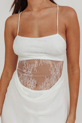 These Days Backless Lace Waist Maxi Dress White