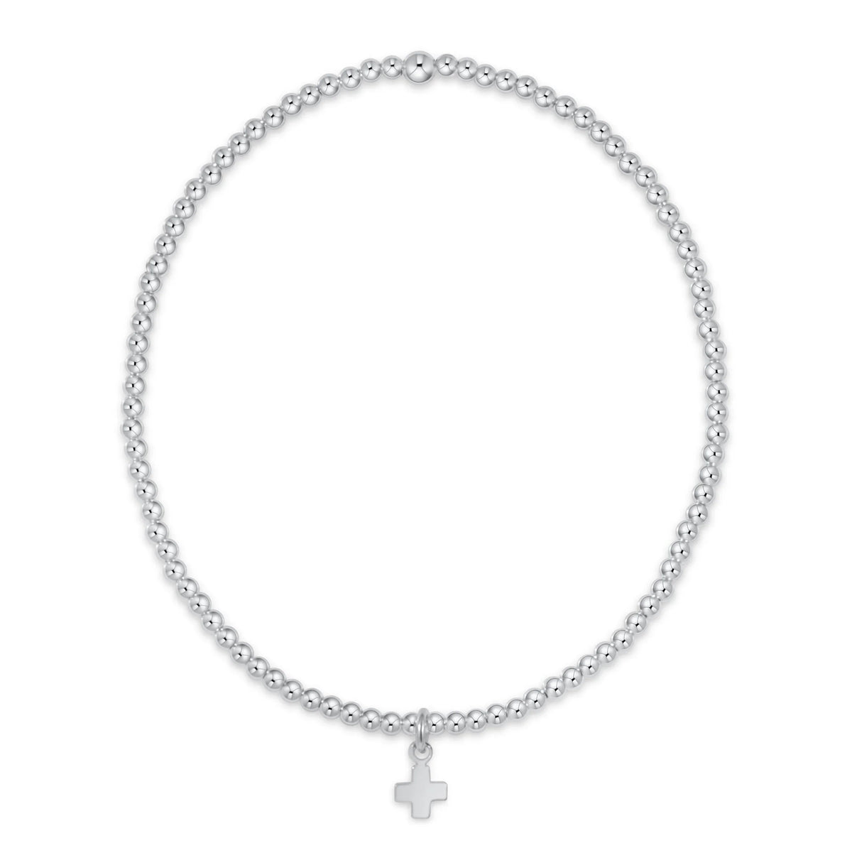 Classic Sterling 2mm Bracelet - Signature Cross Small Sterling Charm