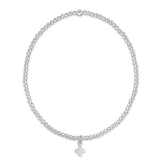 Classic Sterling 2mm Bracelet - Signature Cross Small Sterling Charm