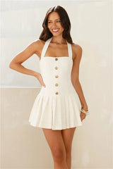 High Class Chic Halter Tweed Mini Dress Cream