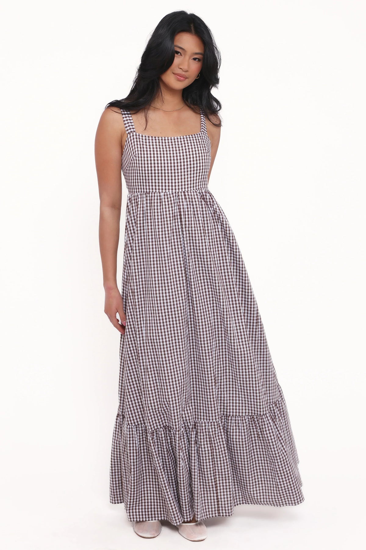 Reid Maxi Dress - Brown Gingham