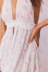 Love Heirloom Print Halter Maxi Dress