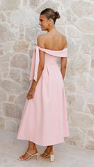 Bentley Off Shoulder Midi Dress - Pink