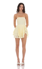 Strapless Asymmetrical Dress in Yellow